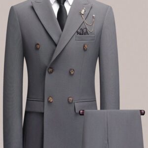 Slate Grey Double-Breasted Suit – Sophisticated Formal Wear