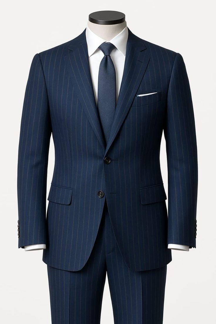 Midnight Navy Lined 2-Button Suit – Classic Elegance