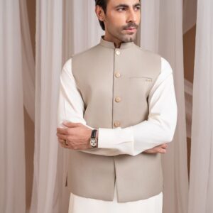 Elegant Taupe Premium Plain Waistcoat