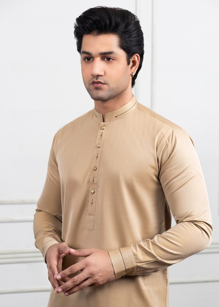 Soft Sand Men’s Shalwar Kameez – Simple & Elegant Design